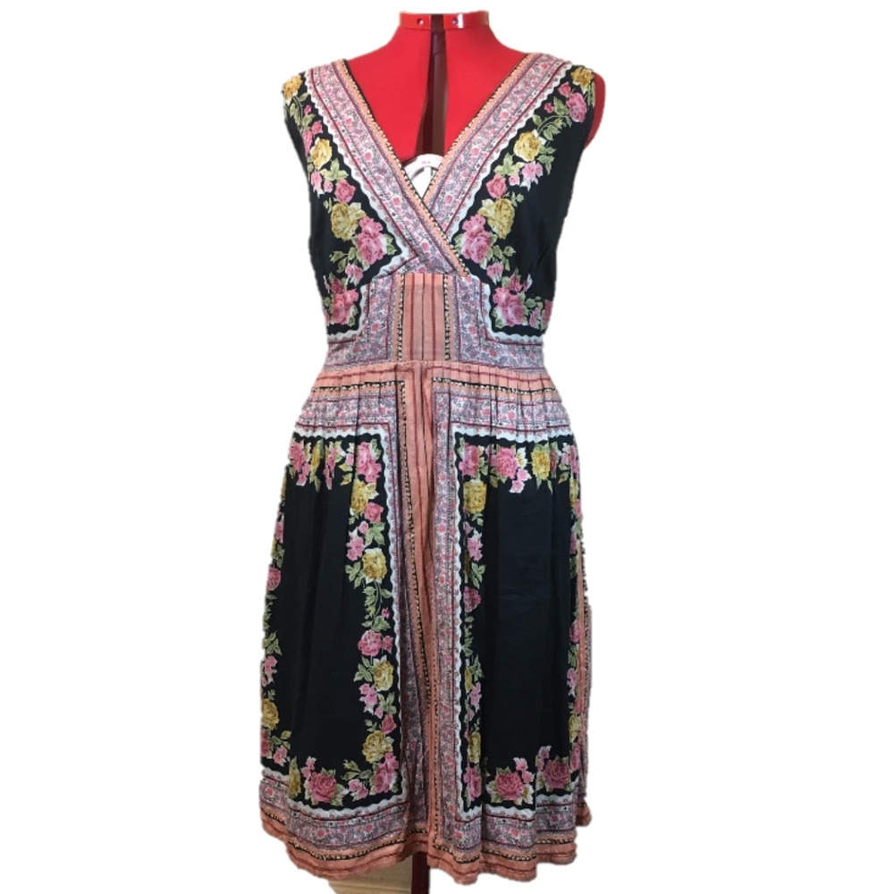 Blue Plate Black Floral Gauze Dress, Sz XL (EUC)